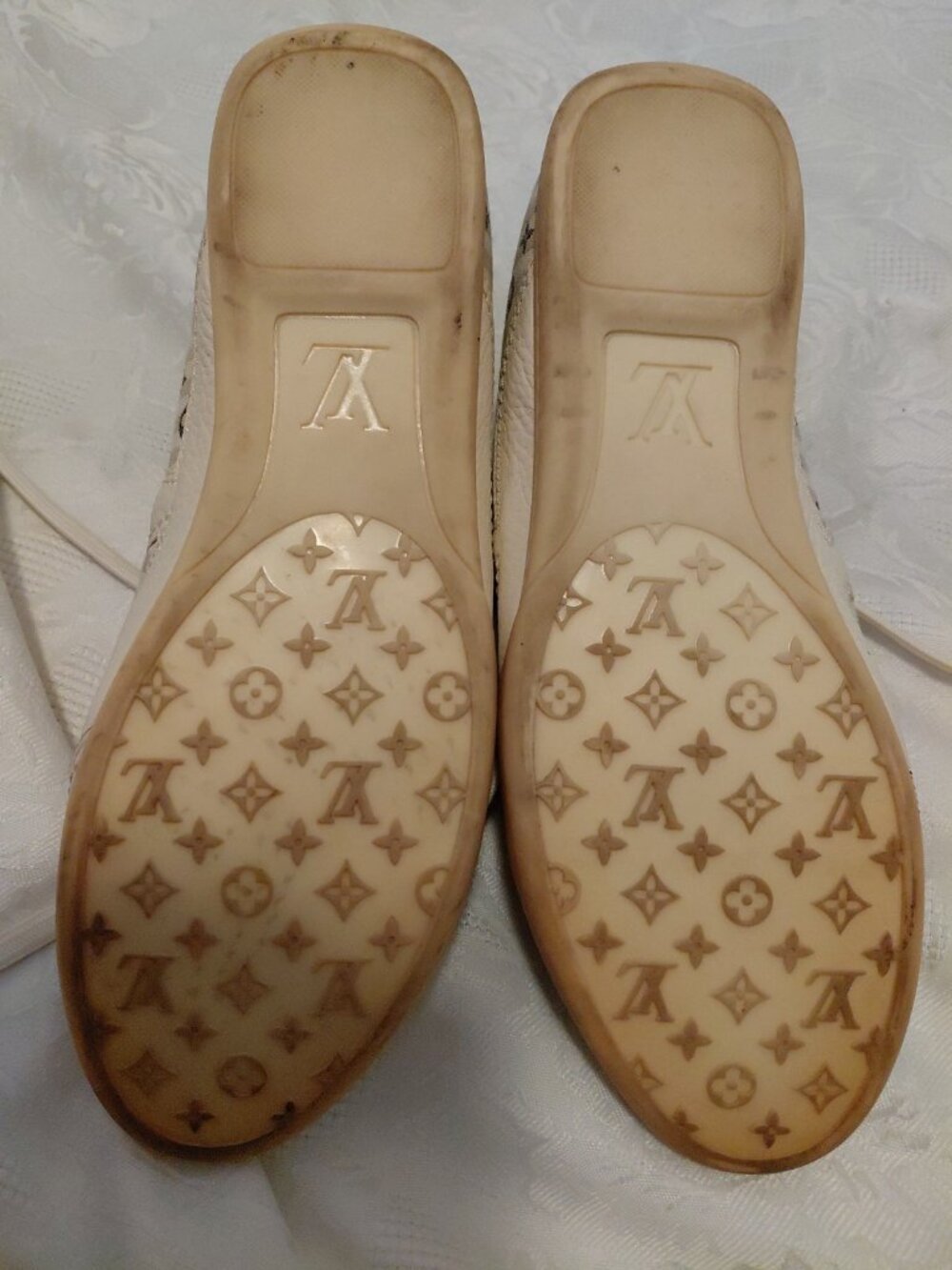 Louis Vuitton Sneakers Monogram Canvas & Leather Striped Ivory 36.5 - Picture 15 of 16